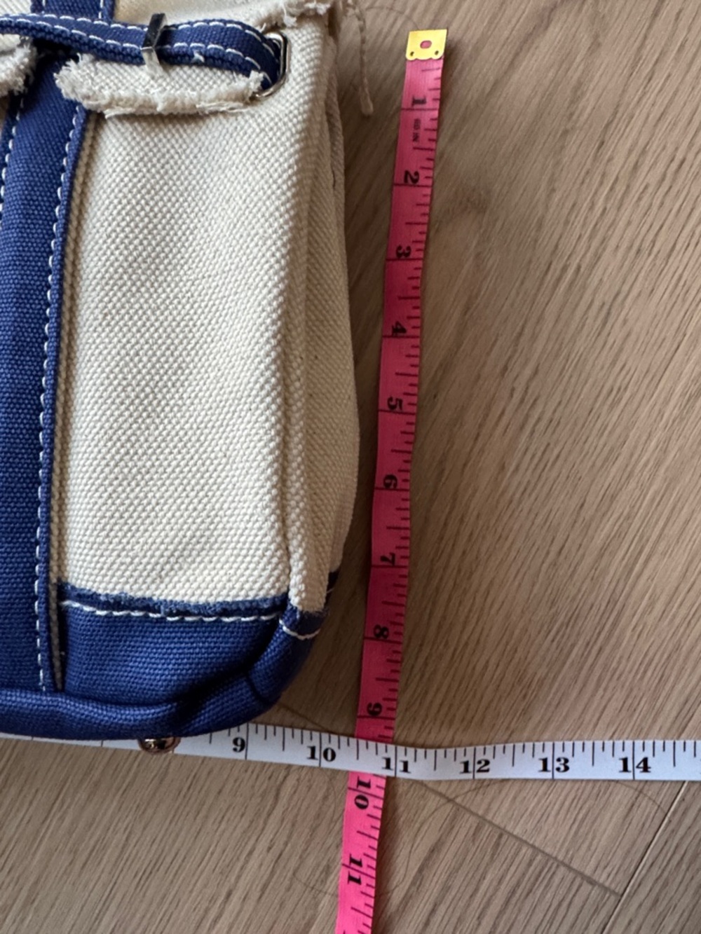 Mini Boatkin - Canvas Tote Bag with Blue Trim - Women's Handbag - Picture 6 of 10